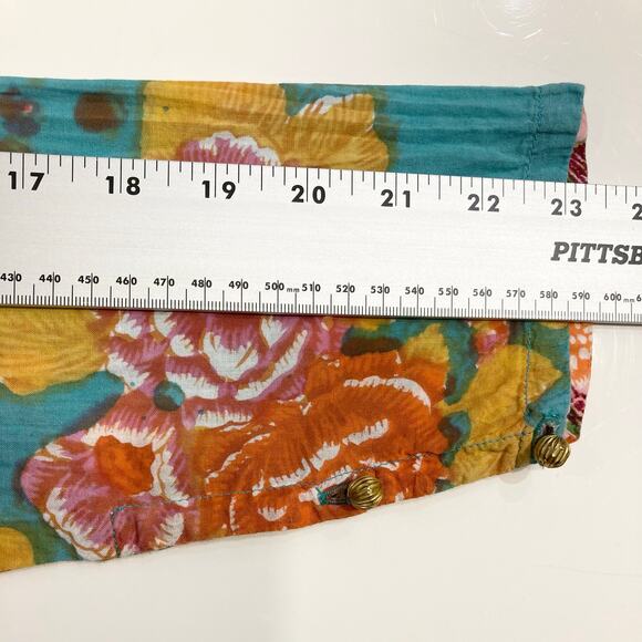 LISA CORTI Milano Dress S Floral Green Pink Gold-Button Henley Long-Sleeve”Kurta - Picture 15 of 15